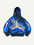 Loose Casual Long Sleeved Skull Print Hoodie