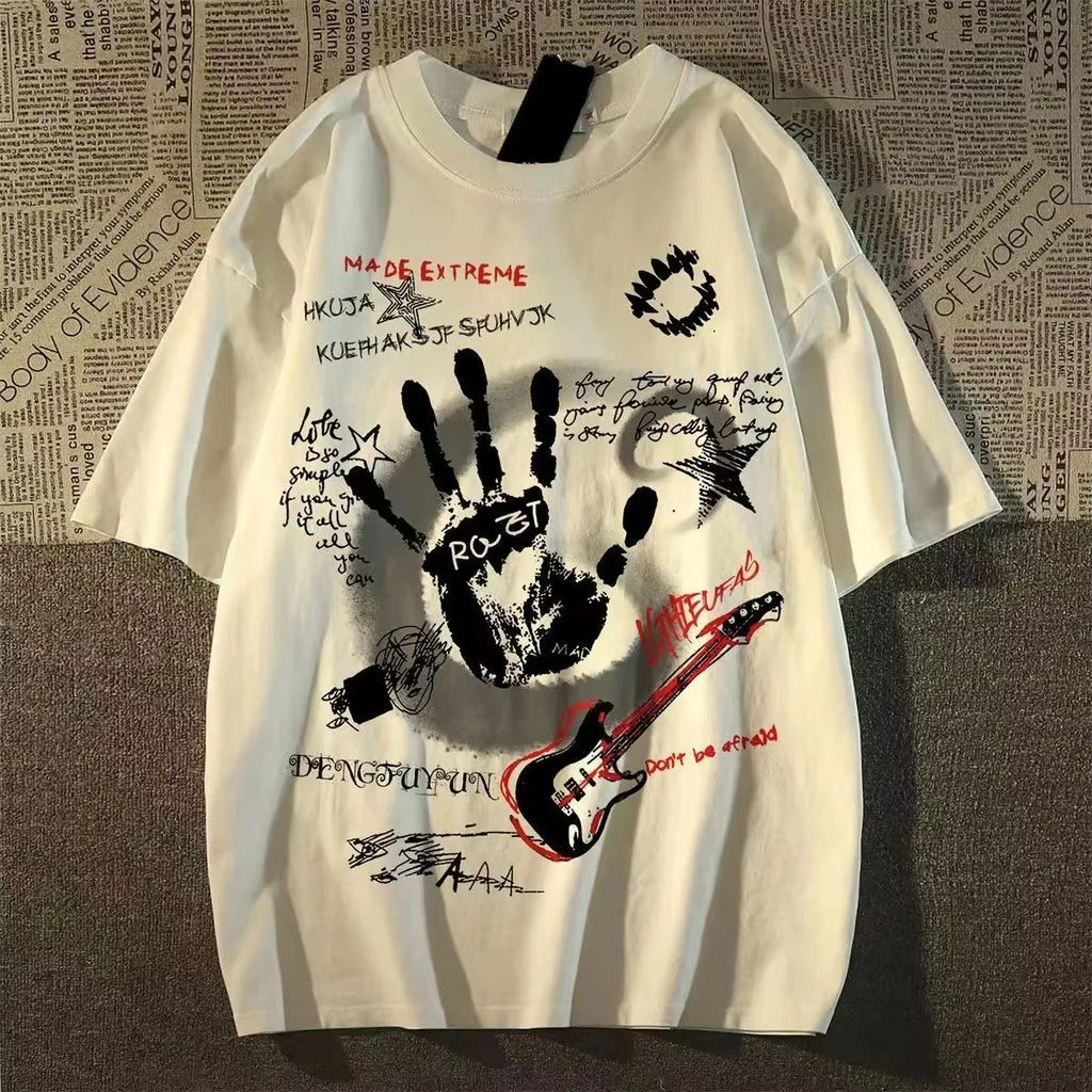 American Vintage Round Neck Short Sleeved T-shirt - Unisex, Korean-Inspired, Summer New Top, Trendy Inst Style, Comfortable